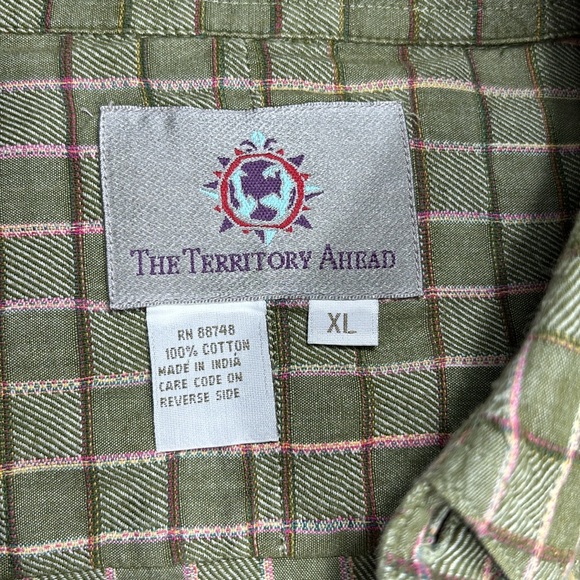 The Territory Ahead Men's Lightweight Flannel Shirt, Green Striped, Size XL - Picture 7 of 10